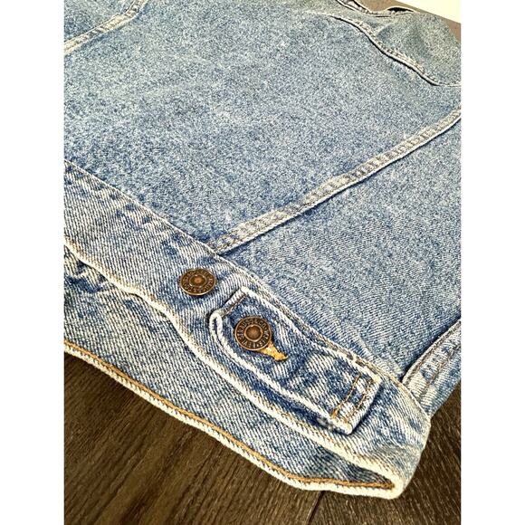 Vintage 90s Levis Blue Denim Trucker Jacket Distressed Men's Size M USA Made - Picture 13 of 15